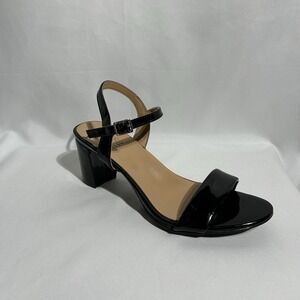 Naturalizer Women's Heels Bristol Chunky Block Strap Sandals Black Patent  Sz 9W